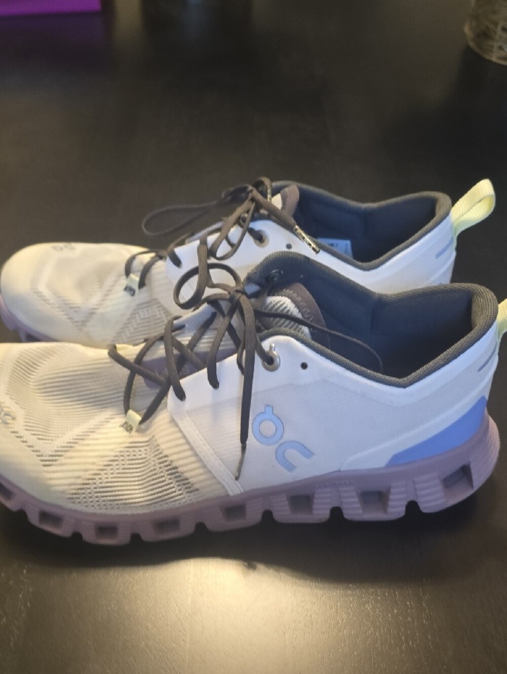 On Running Women's Athletic Shoes in White with Lavender Sole - Picture 7 of 10